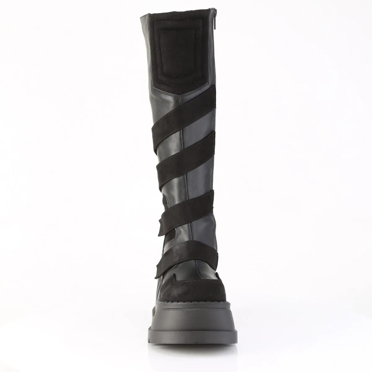 STOMP-228 Black Vegan Leather Knee High Boots