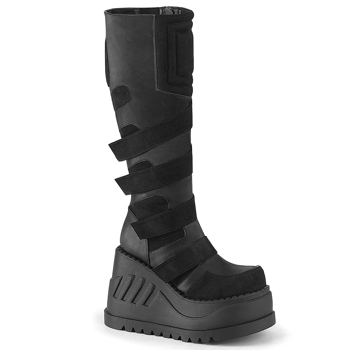STOMP-228 Black Vegan Leather Knee High Boots