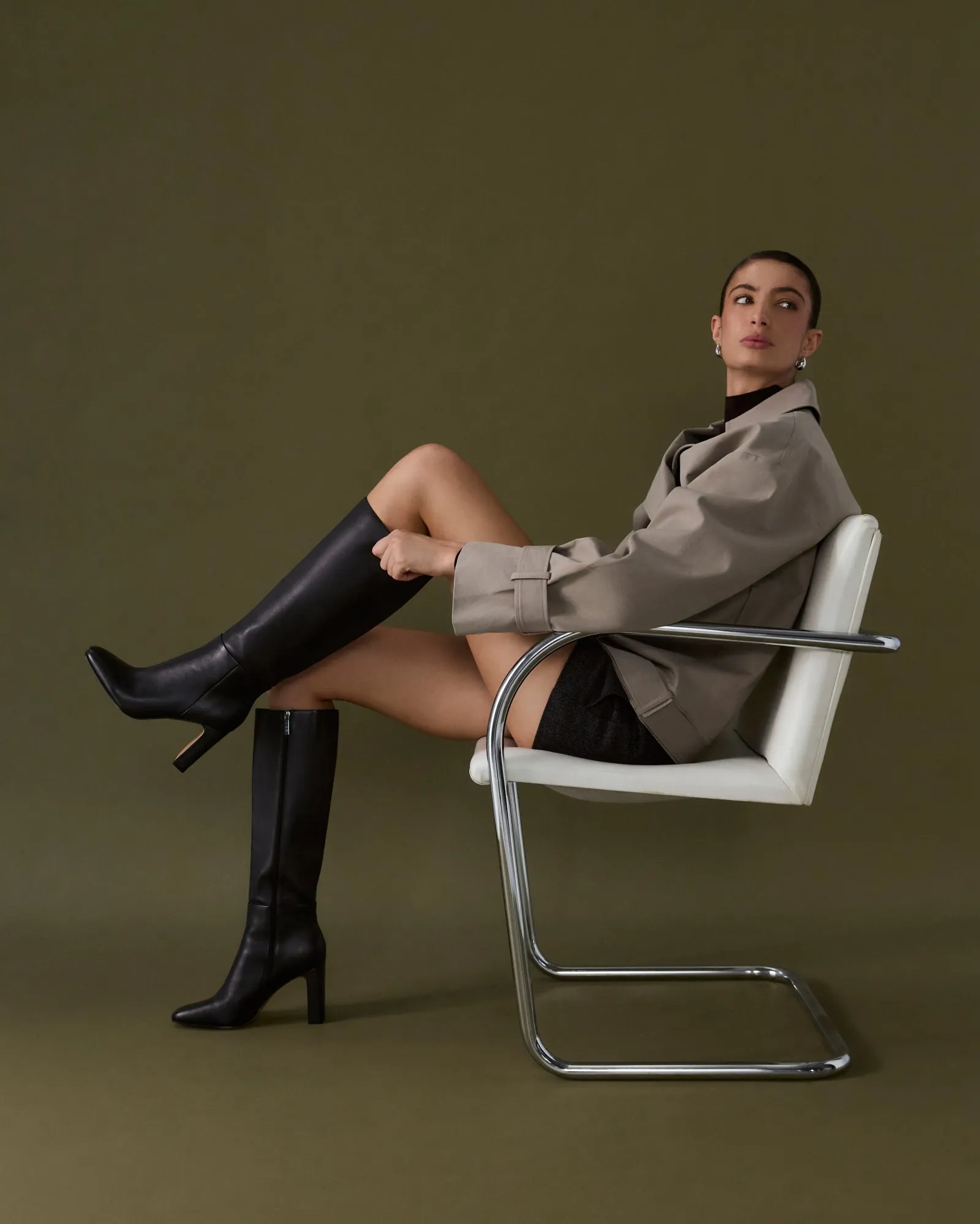 STORMI KNEE BOOTS BLACK LEATHER
