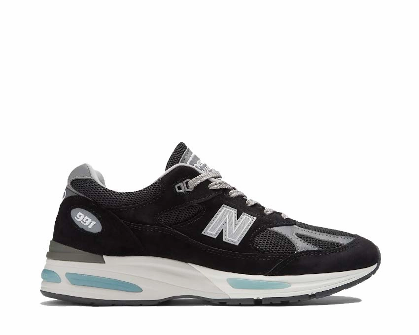 Quilted Striped pattern deal New Balance 991 Made in UK "Black Smoked Pearl" Durable Construction Secure Fit