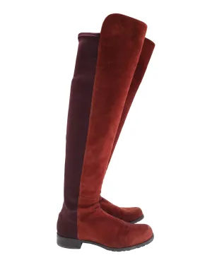 Stuart Weitzman 5050 Knee Length Boots in Red Suede