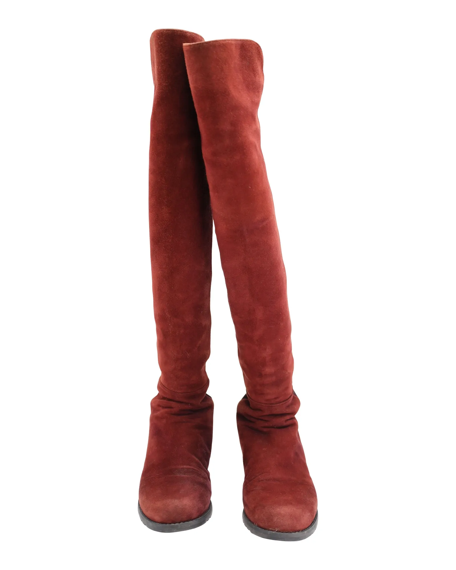 Stuart Weitzman 5050 Knee Length Boots in Red Suede