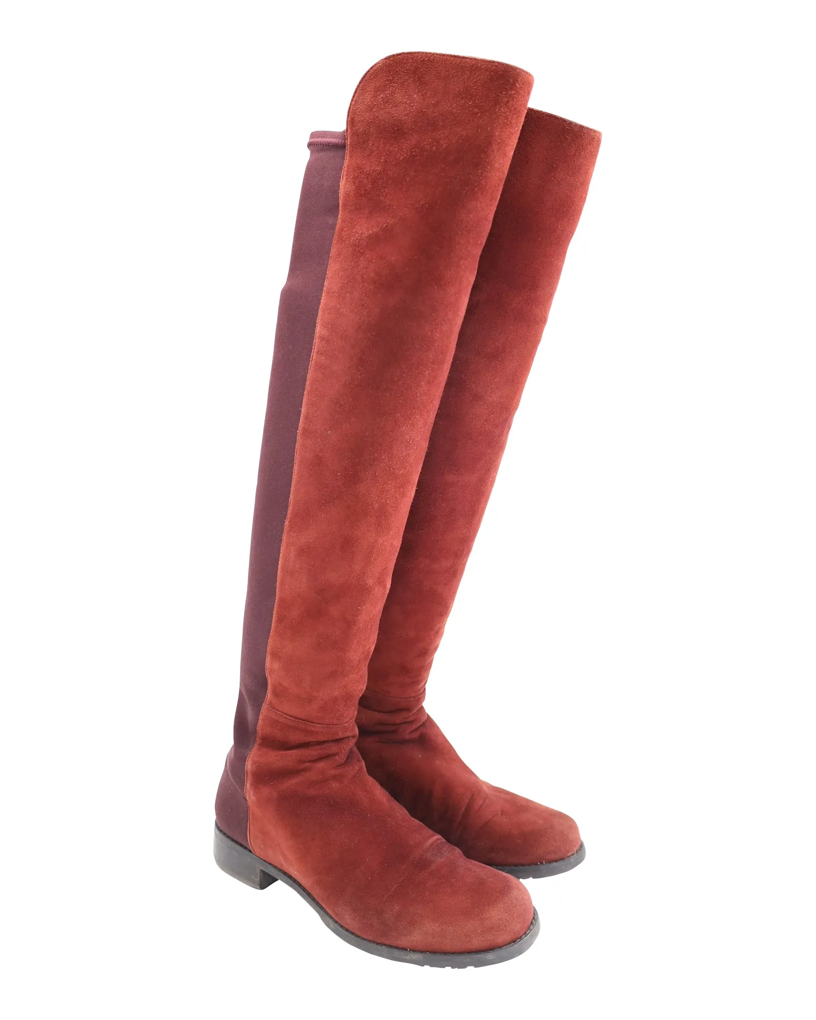 Stuart Weitzman 5050 Knee Length Boots in Red Suede