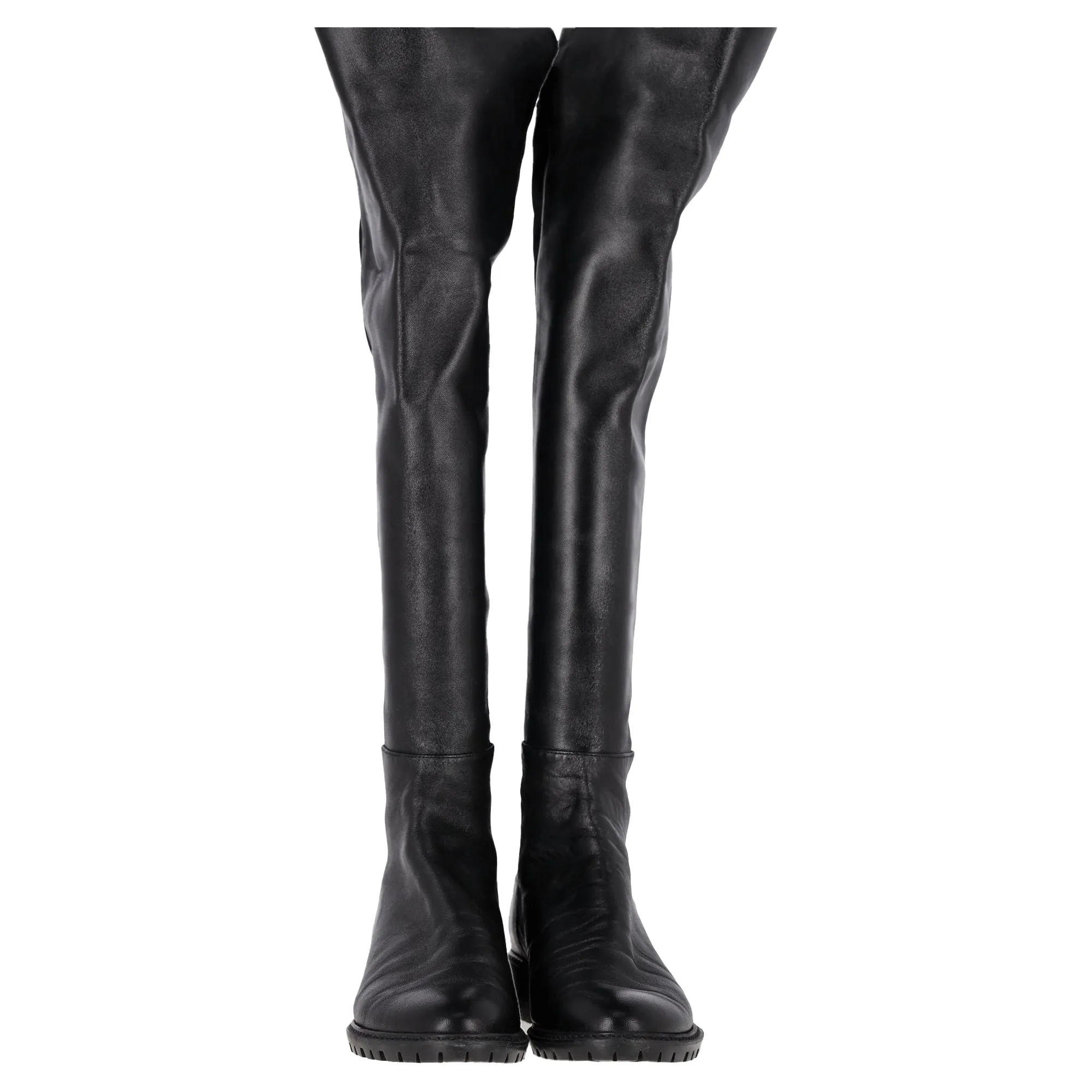 Stuart Weitzman 5050 Lift Over-the-Knee Boots in Black Leather and Suede