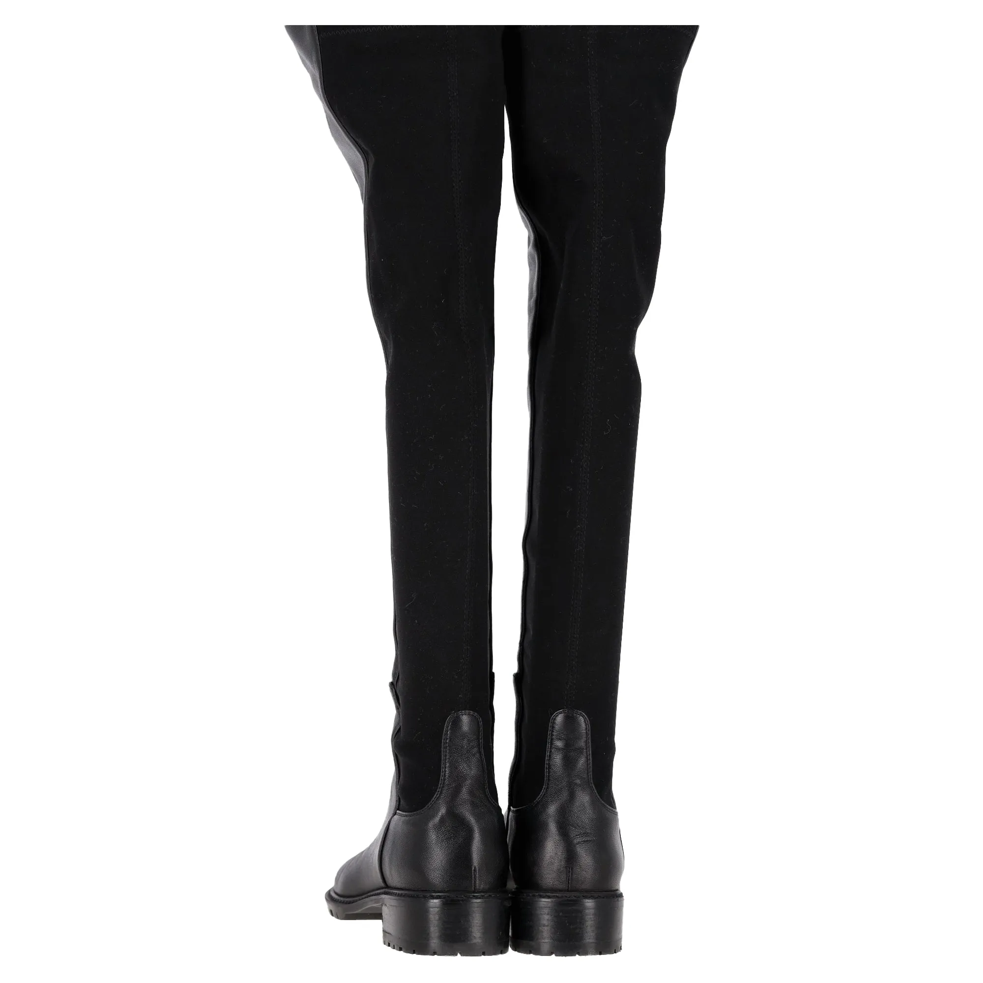 Stuart Weitzman 5050 Lift Over-the-Knee Boots in Black Leather and Suede