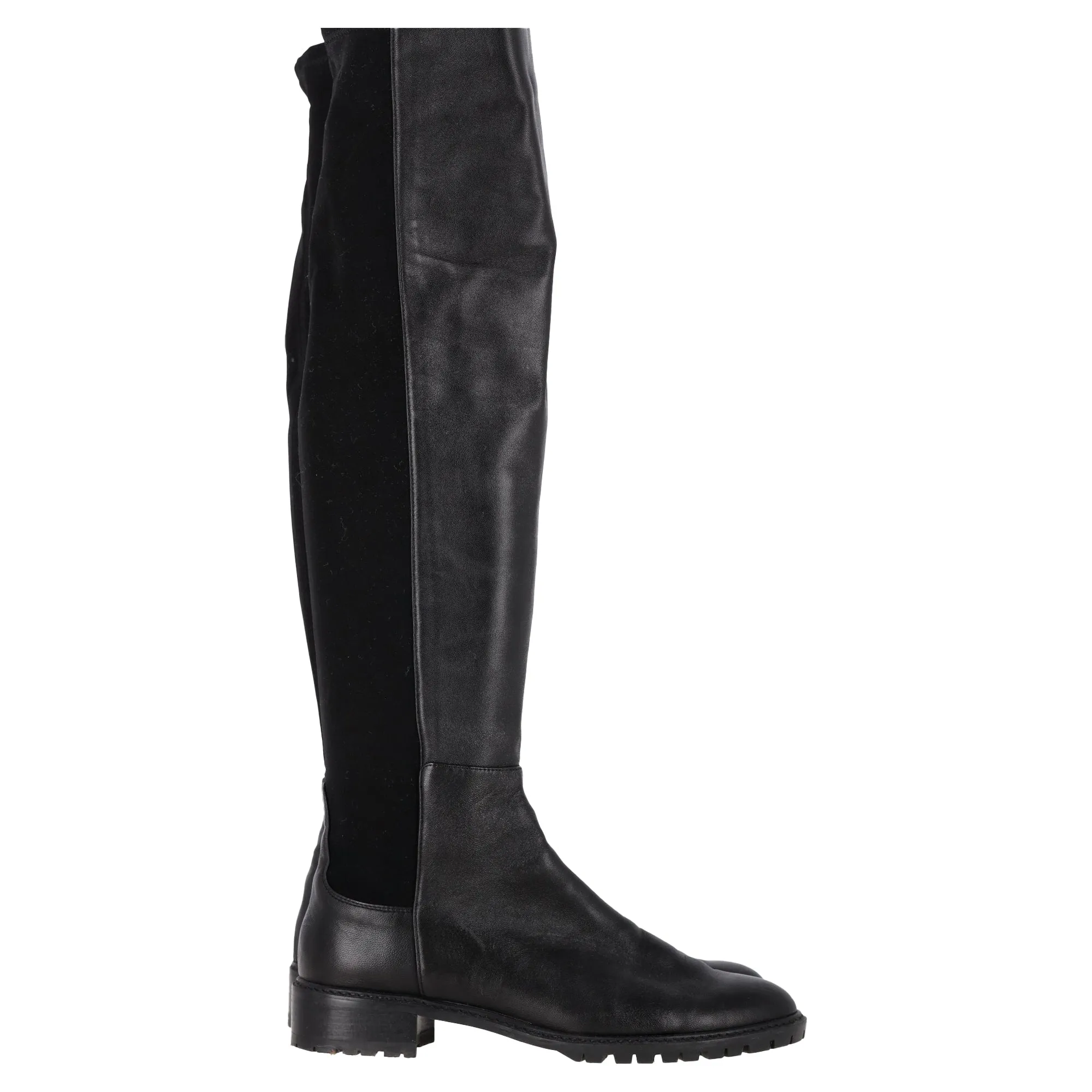Stuart Weitzman 5050 Lift Over-the-Knee Boots in Black Leather and Suede
