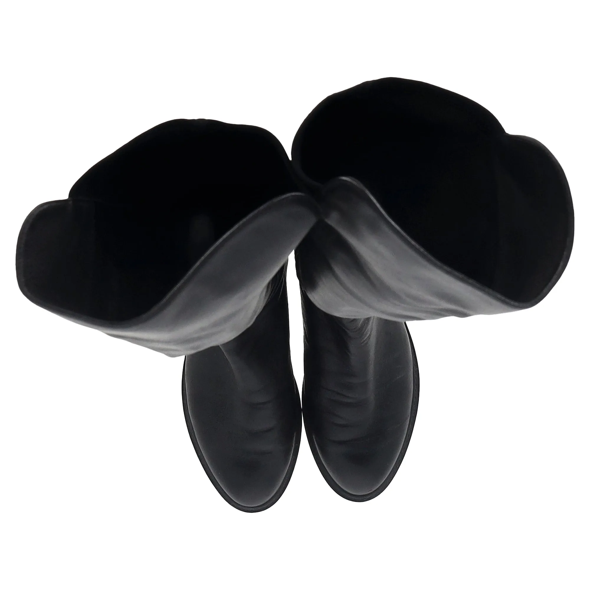 Stuart Weitzman 5050 Lift Over-the-Knee Boots in Black Leather and Suede