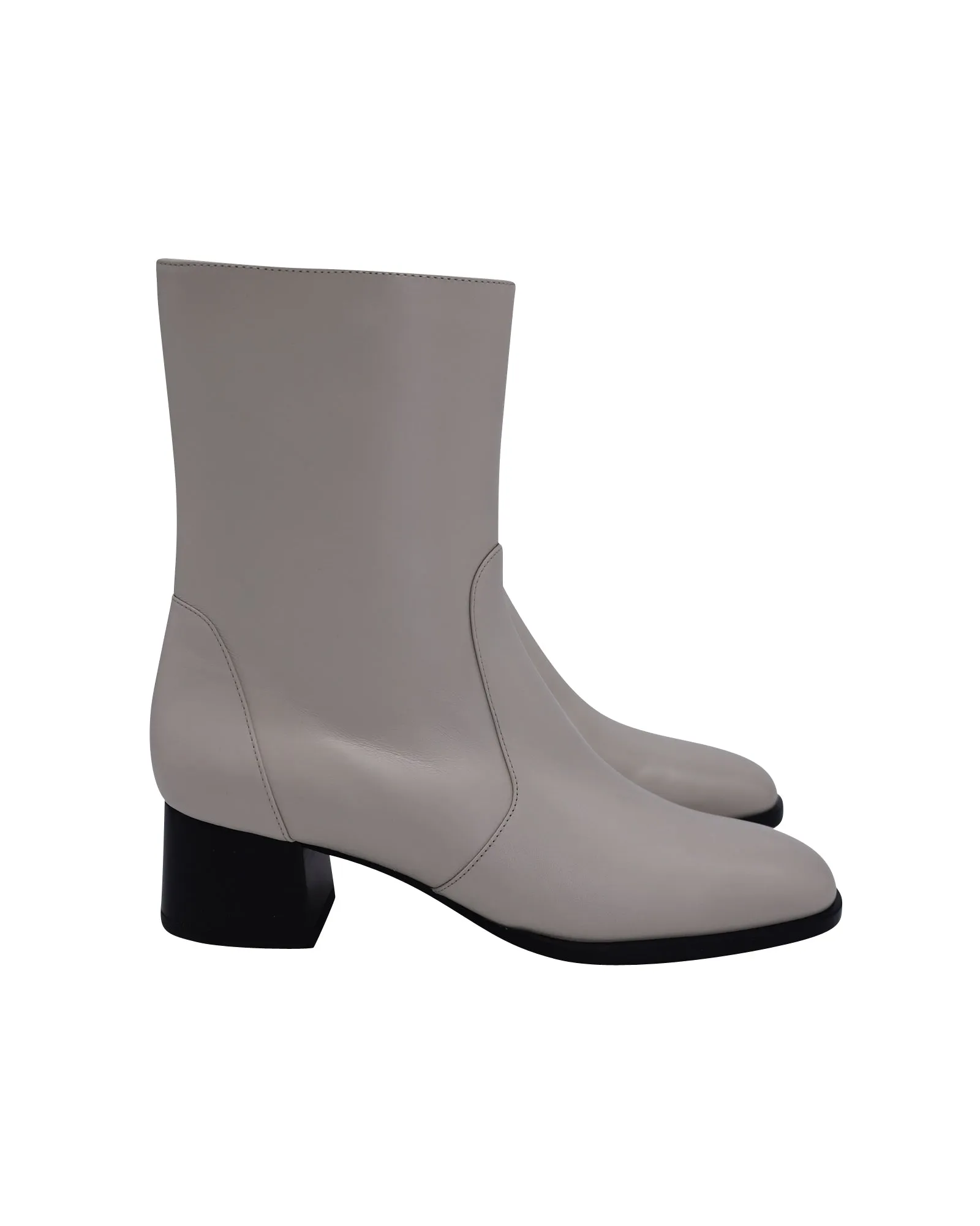 Stuart Weitzman Nola Zipped Booties in Cream Leather