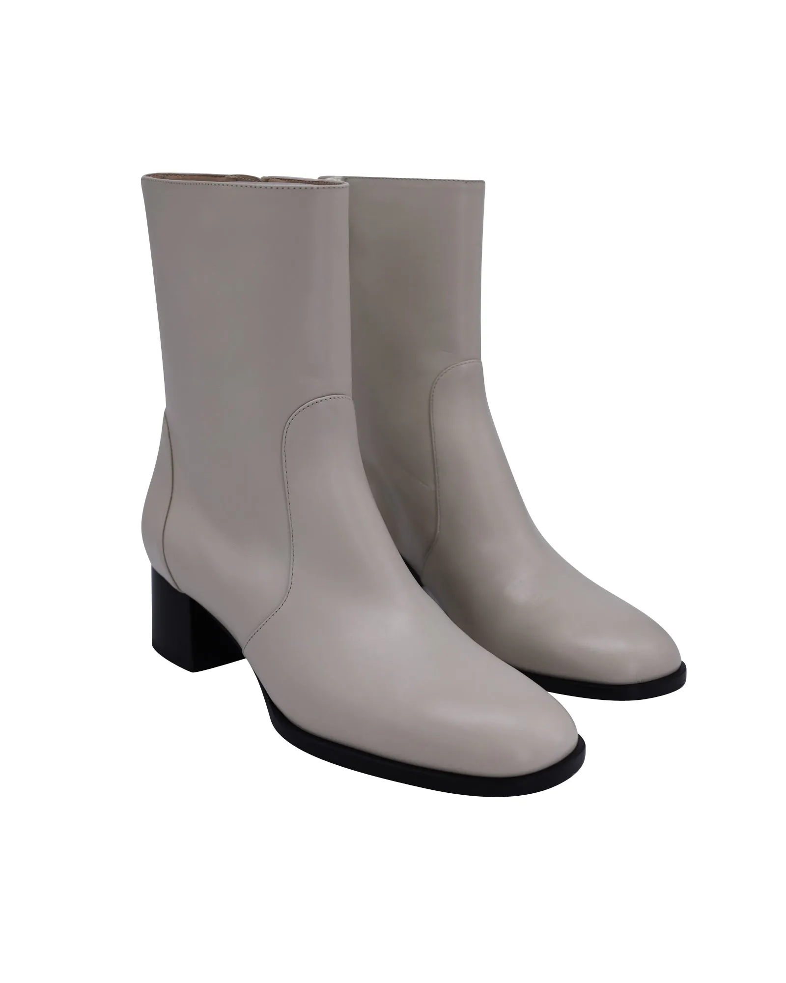 Stuart Weitzman Nola Zipped Booties in Cream Leather