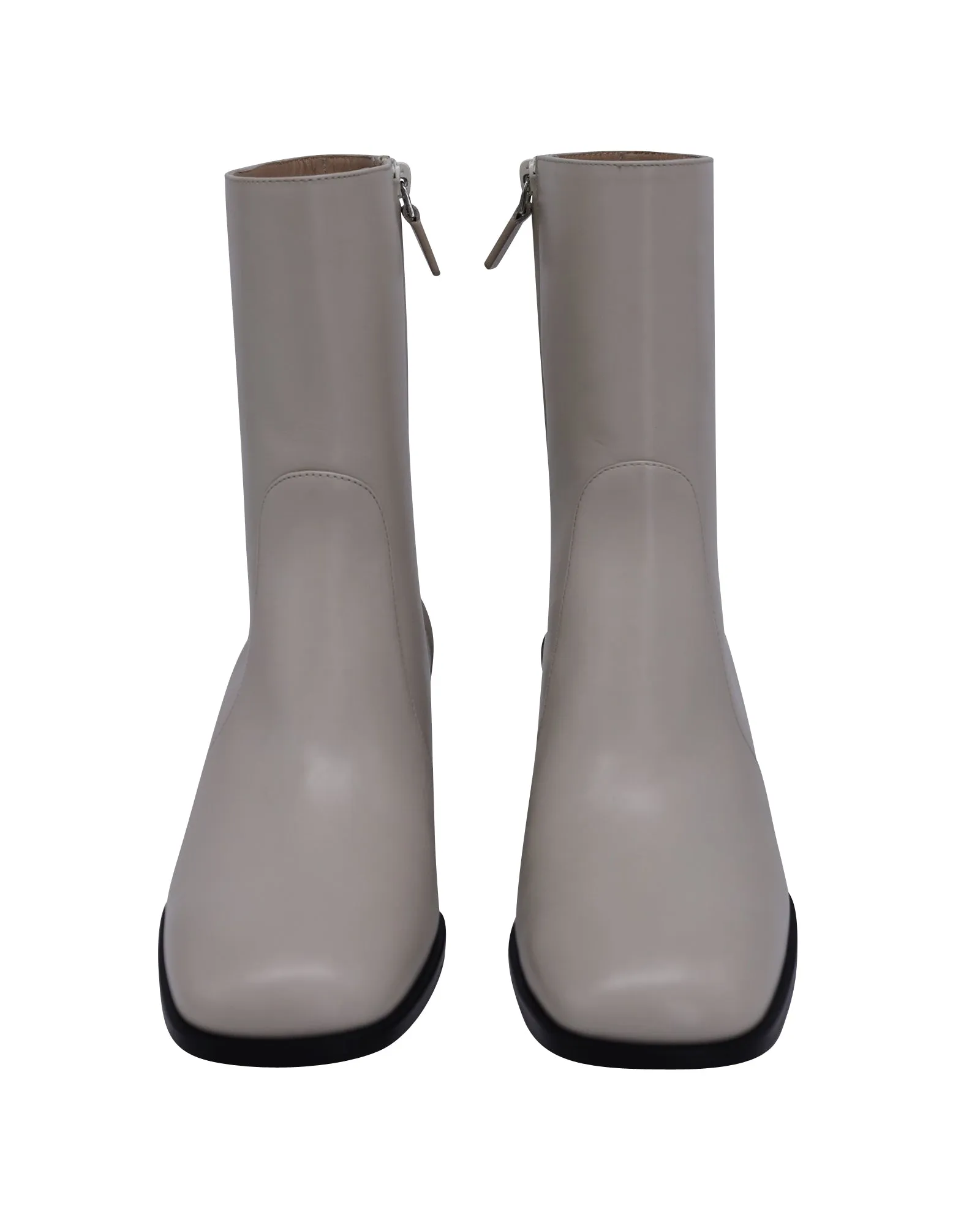 Stuart Weitzman Nola Zipped Booties in Cream Leather