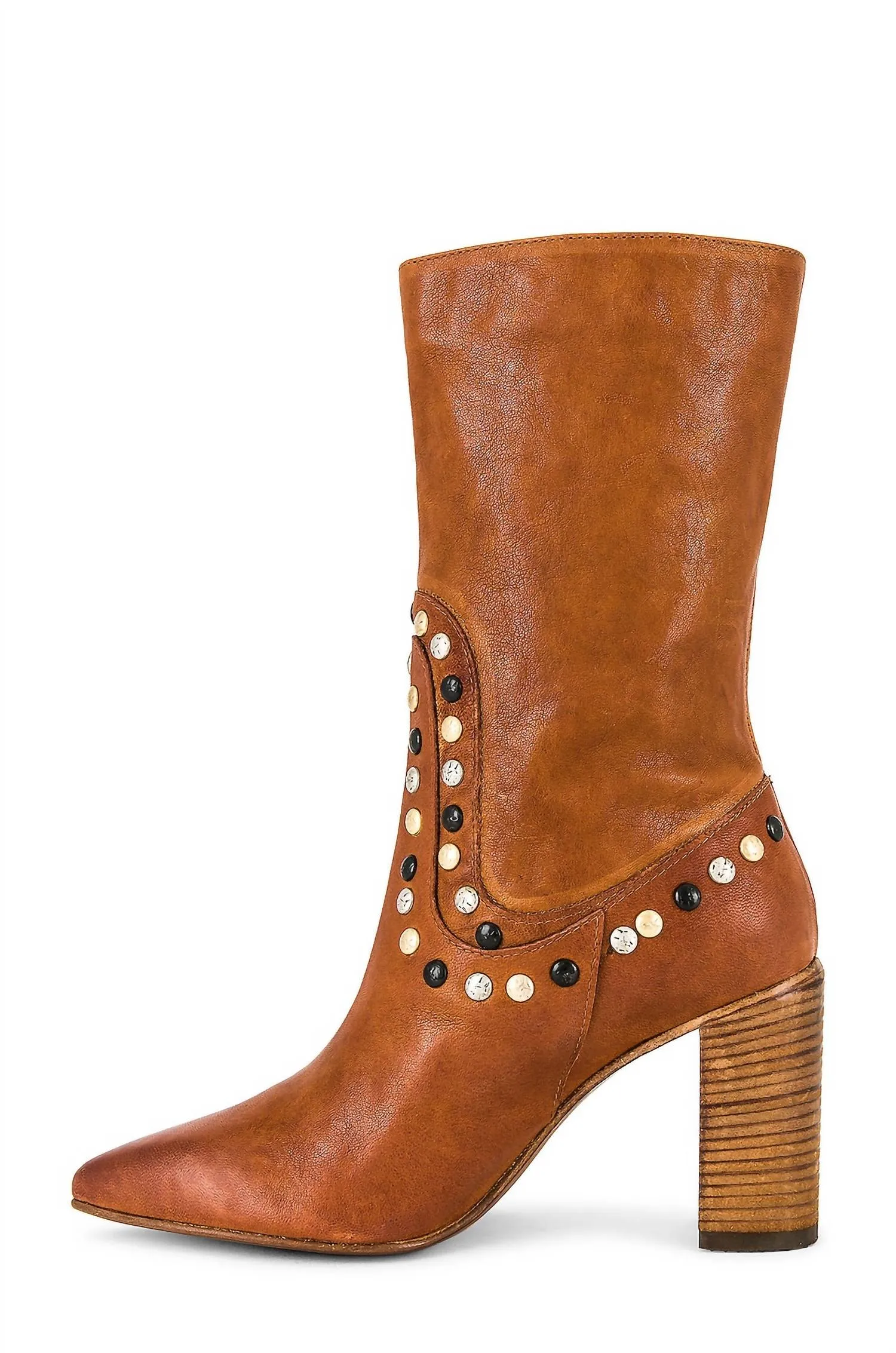 Studded Dakota Heel Boot In Rum