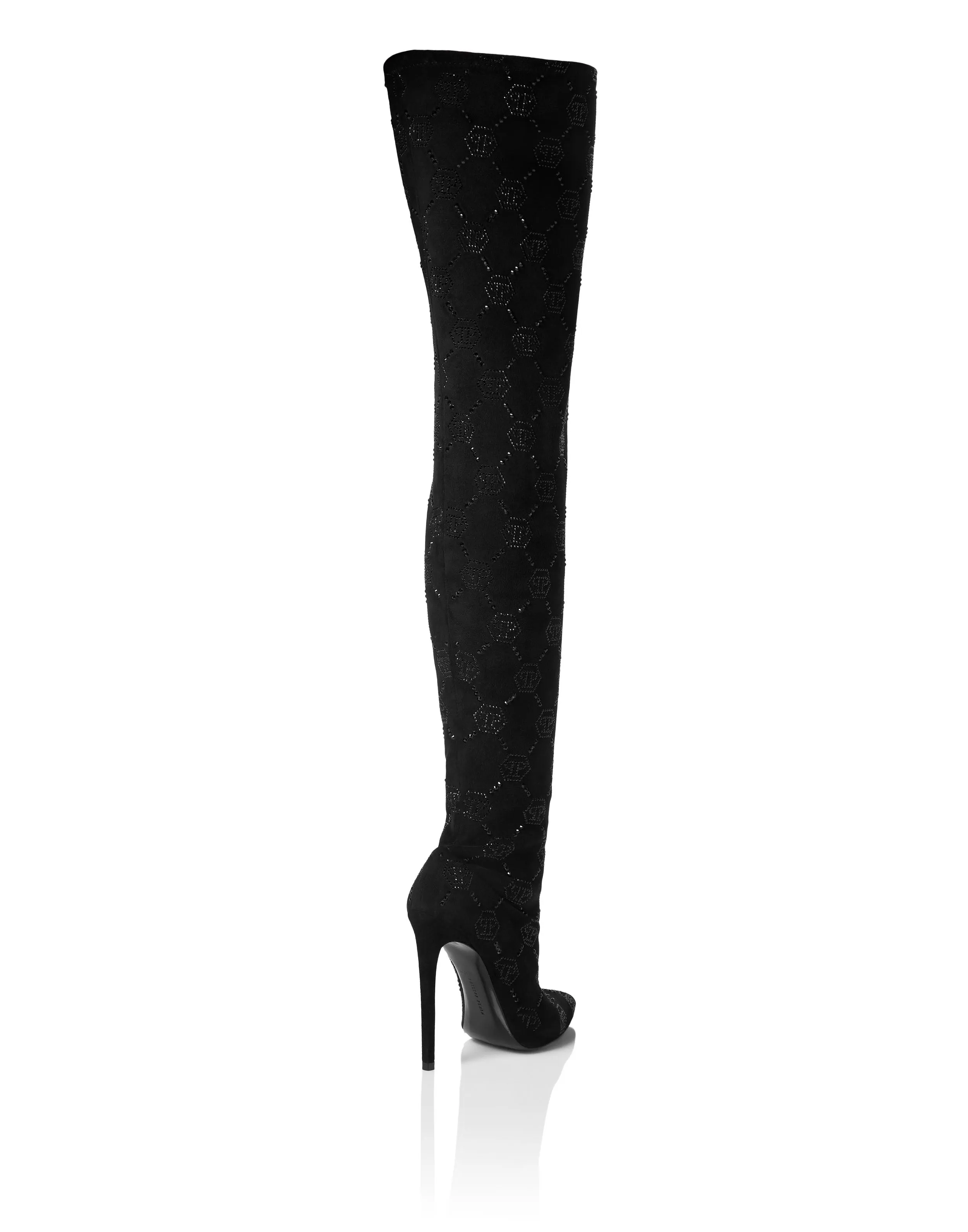 Suede Stretch Boots Hi-Heels Plein Overknees Monogram