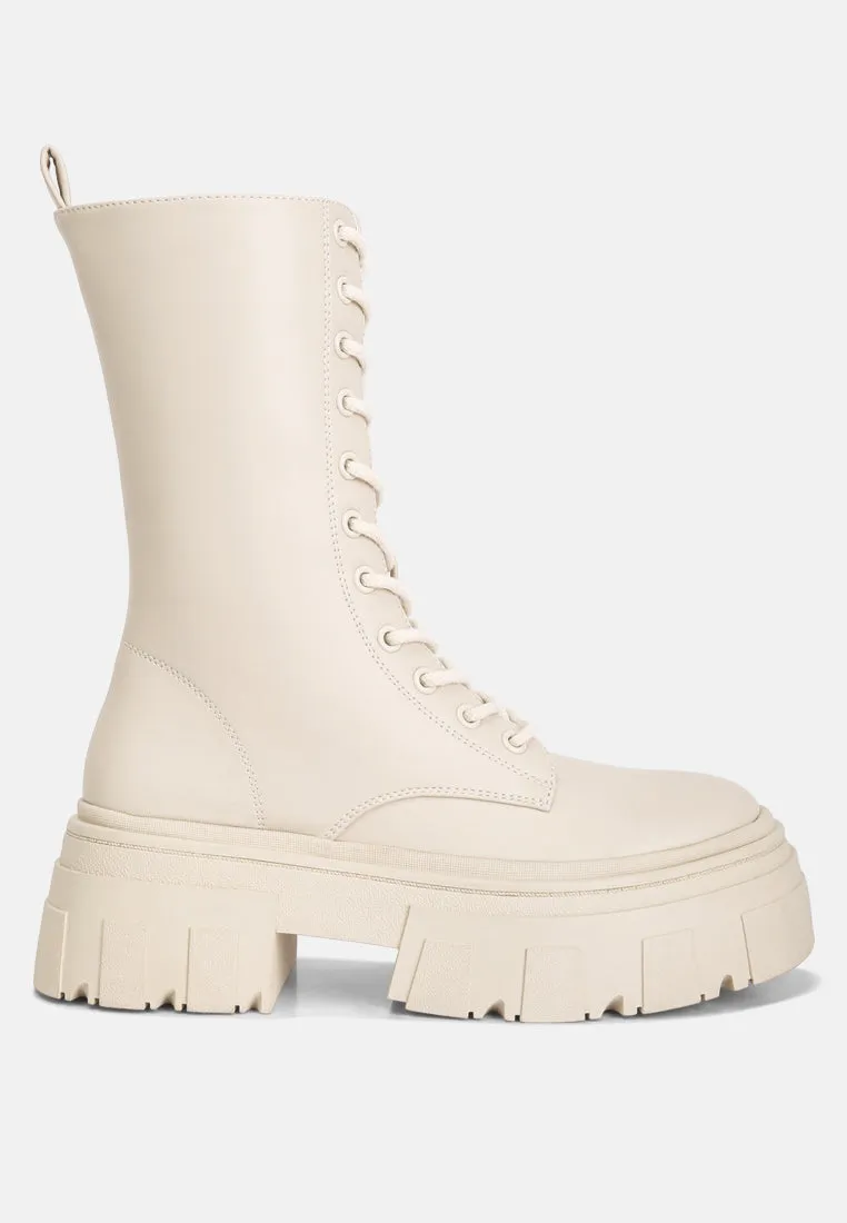 tatum faux leather combat chunky boots