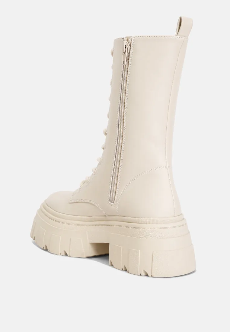 tatum faux leather combat chunky boots