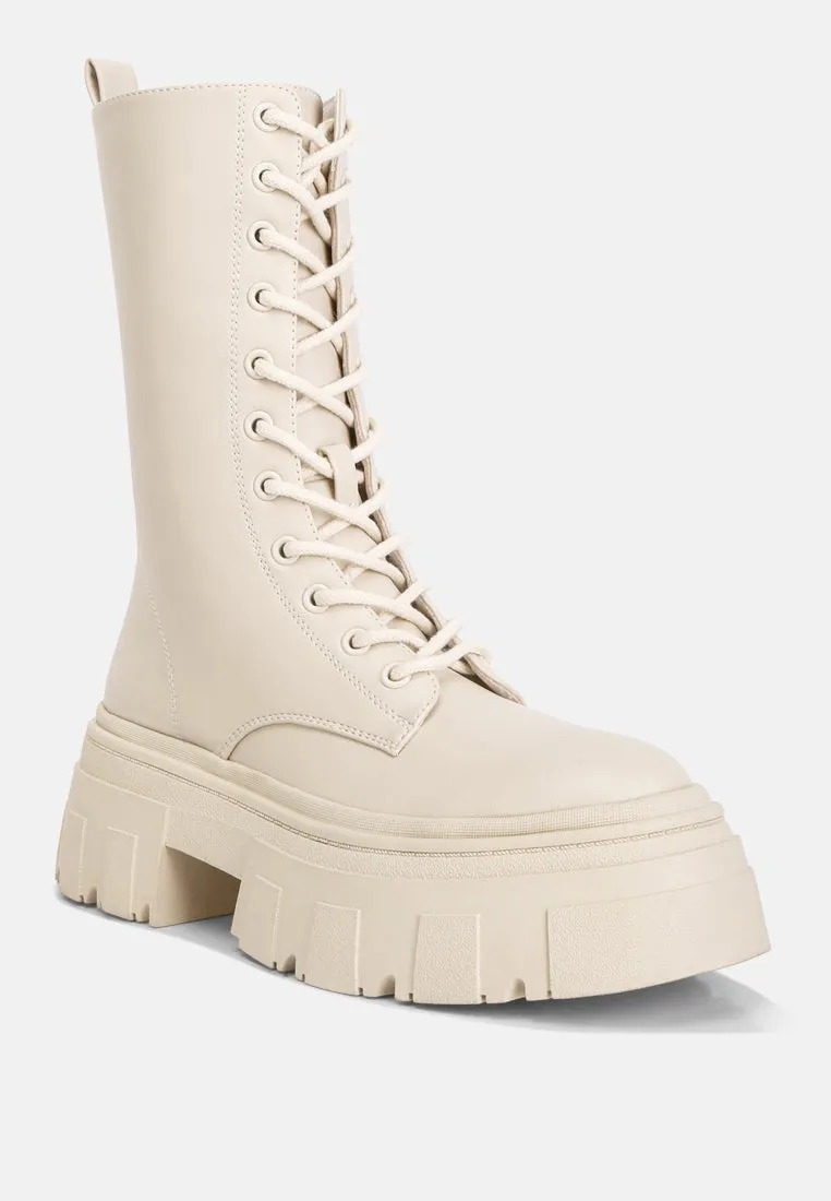 tatum faux leather combat chunky boots