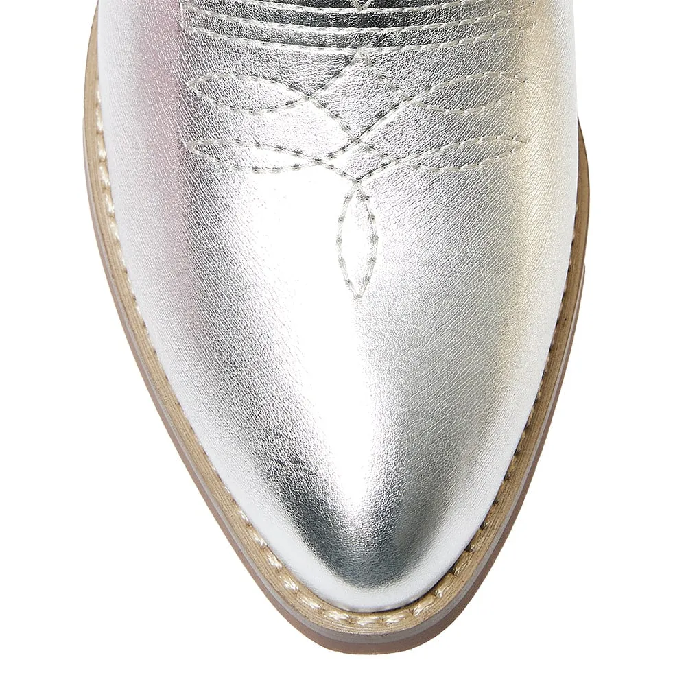 Texas Boot in Silver Metallic