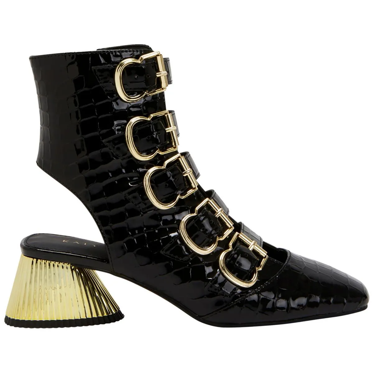 The Clarra Buckle Bootie Womens Patent Zipper Booties