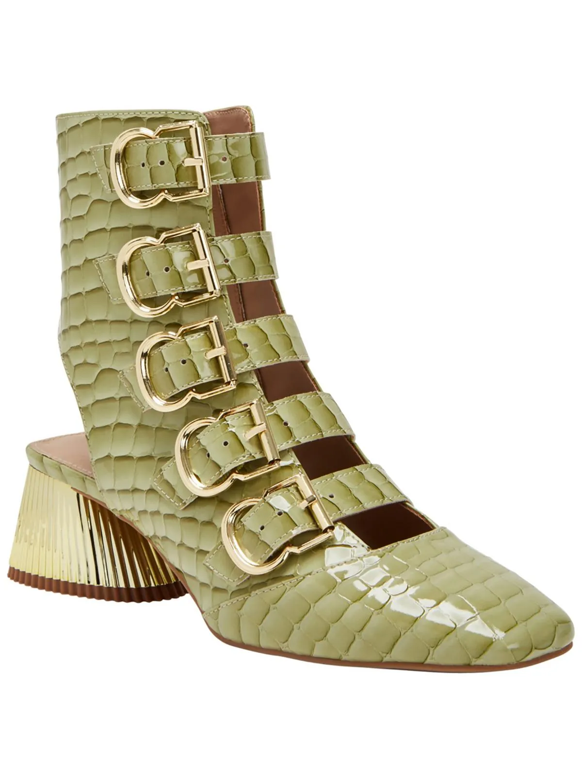 The Clarra Buckle Bootie Womens Patent Zipper Booties