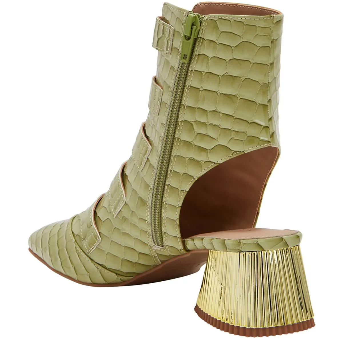 The Clarra Buckle Bootie Womens Patent Zipper Booties