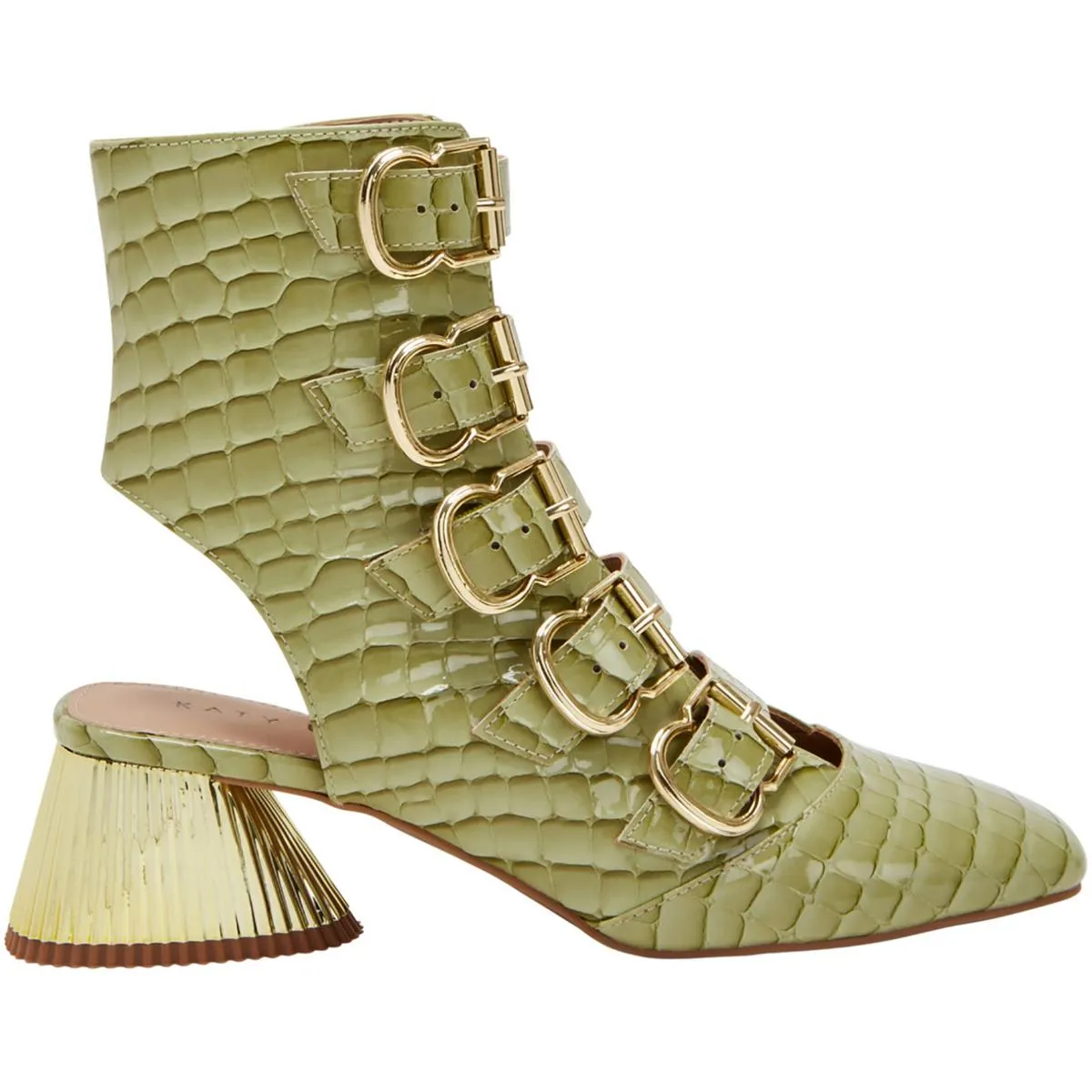 The Clarra Buckle Bootie Womens Patent Zipper Booties