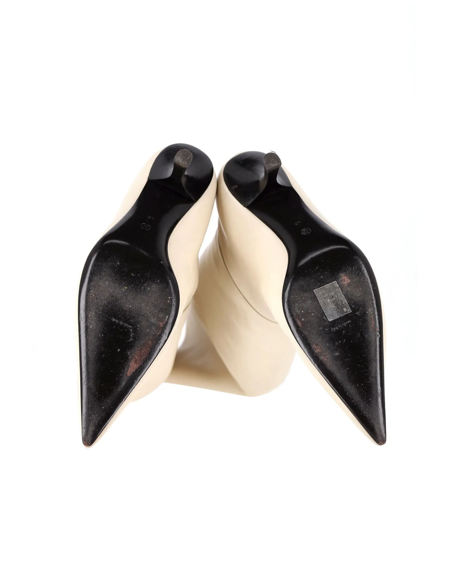 The Row Bourgeoisie Over-the-Knee Boots in Cream Calfskin Leather