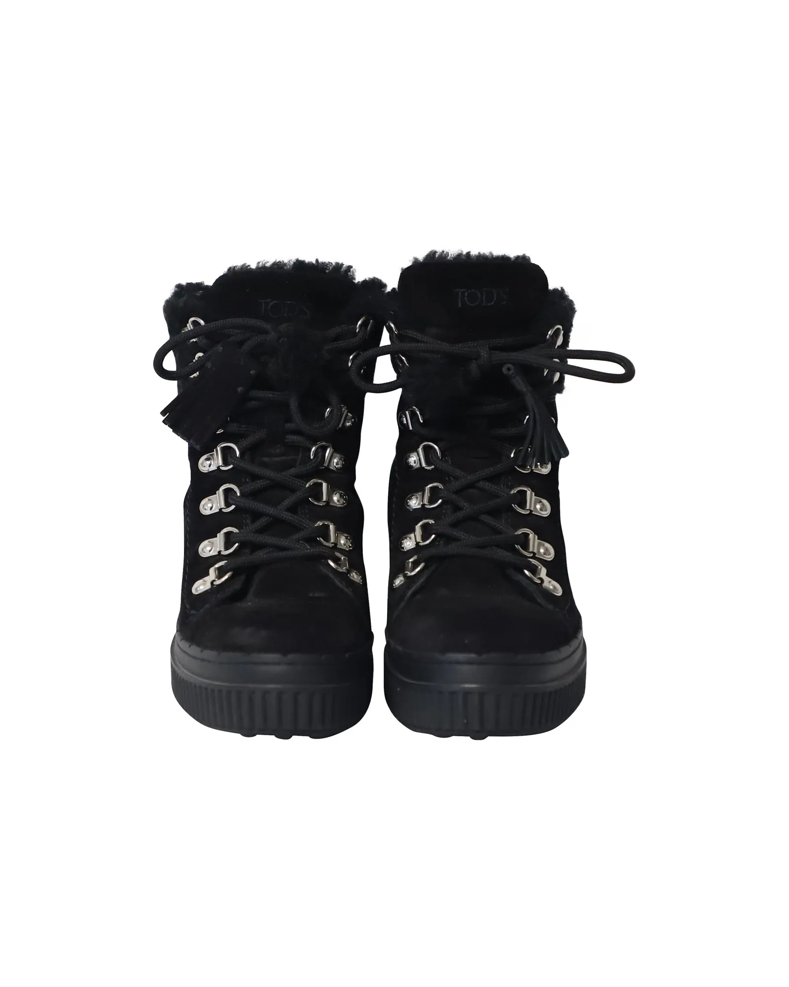 Tod's Shearling-Lined Aprs-Ski Boots in Black Suede