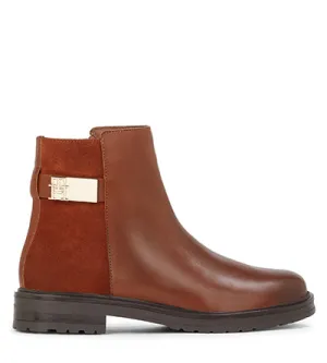 TOMMY HILFIGER CHELSEA LOGO BROWN LEATHER