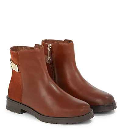 TOMMY HILFIGER CHELSEA LOGO BROWN LEATHER