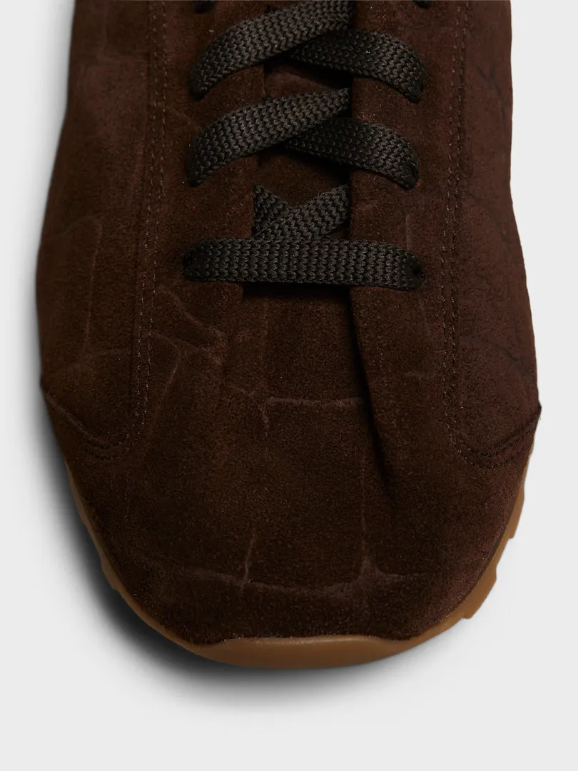 Men's Les Tennis Shoes in Dark Brown Perfect For Gifting, Zipper Closure, Bold In Every Way