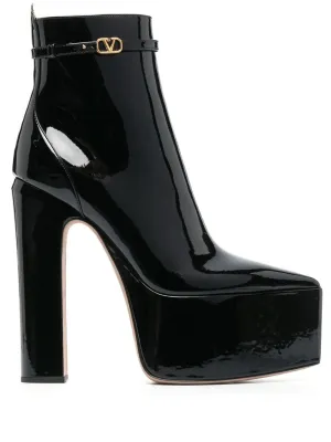 Valentino Tan-Go Patent Platform Boots
