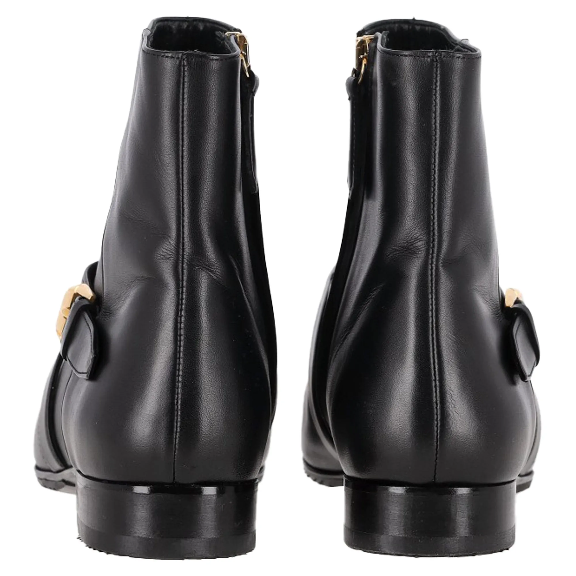 Versace Medusa Buckled Ankle Boots in Black Leather