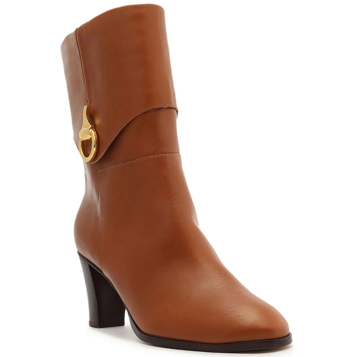 Vivian Womens Leather Pull On Mid-Calf Boots
