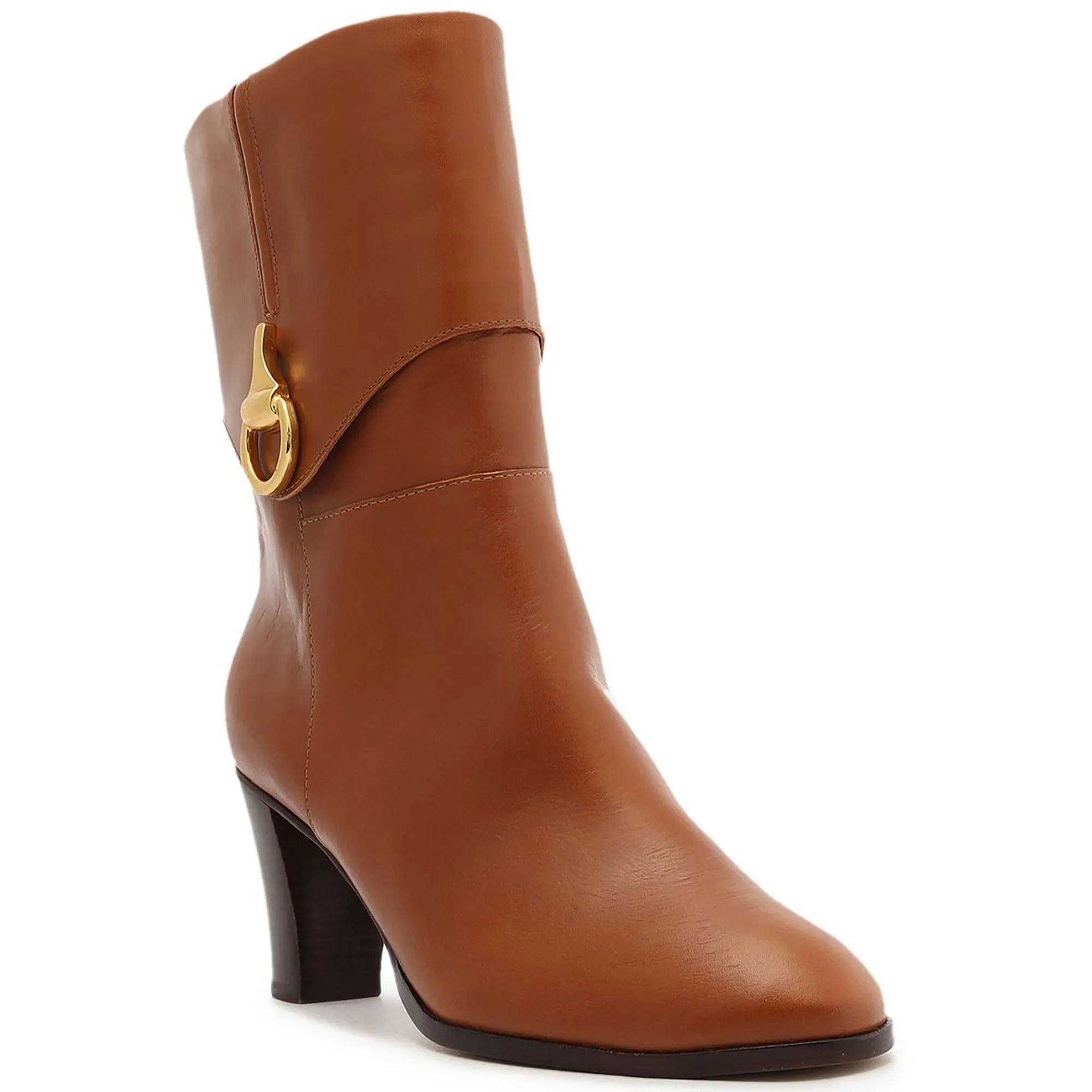 Vivian Womens Leather Pull On Mid-Calf Boots