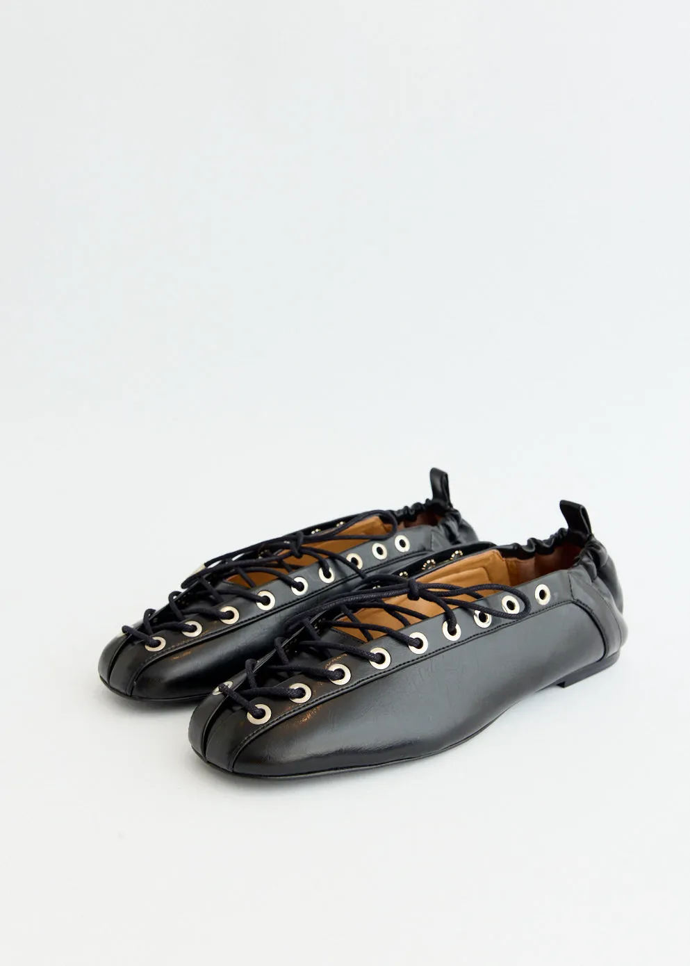 Shop Exclusive Styles, Expandable Eyelets Lace Up Ballerinas