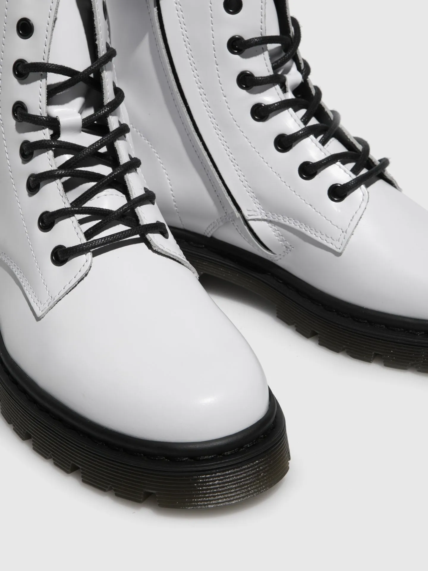 White Lace-up Boots