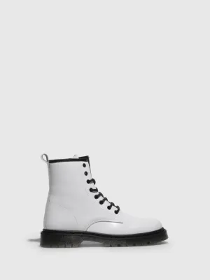 White Lace-up Boots