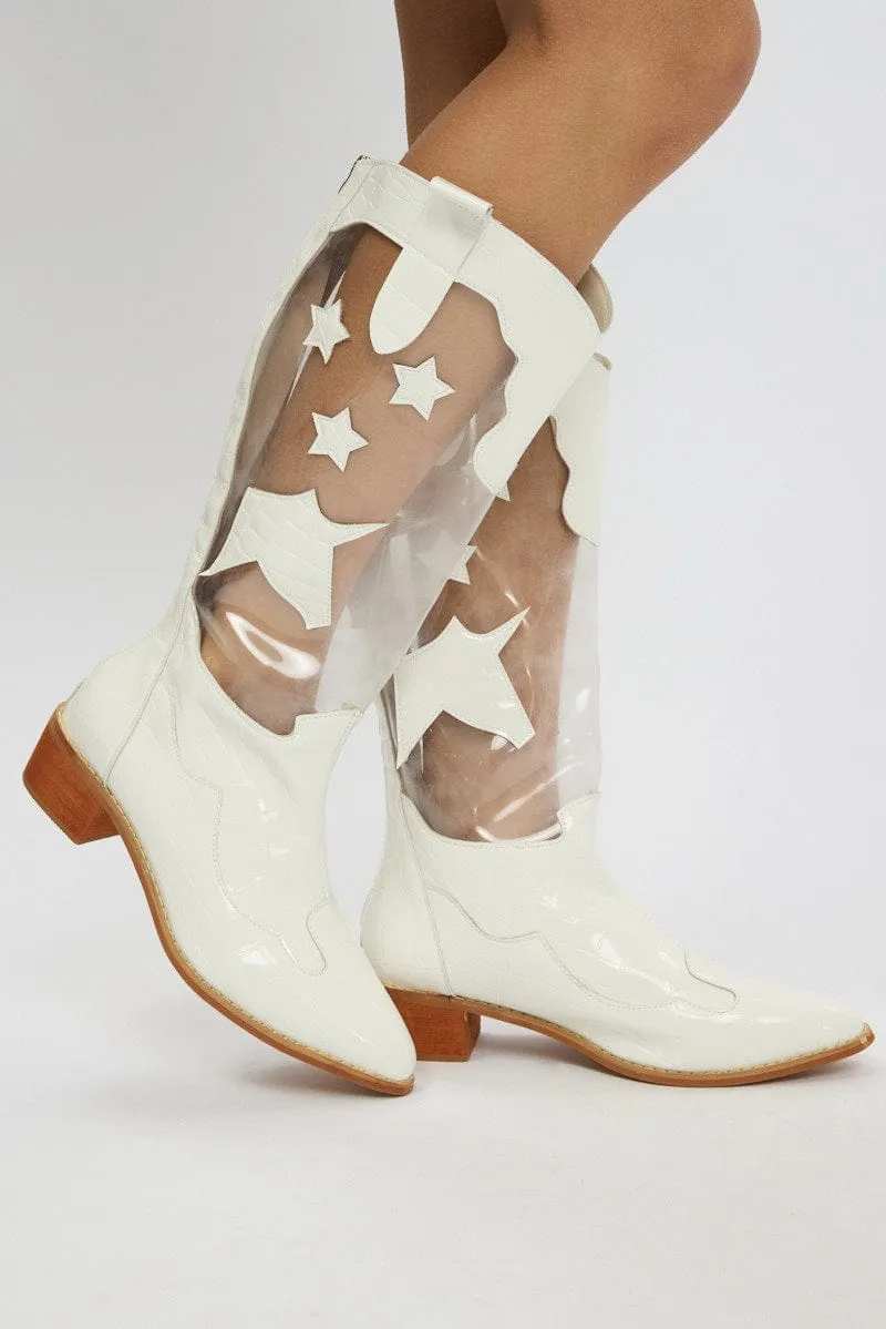 White Star Cowboy Boots