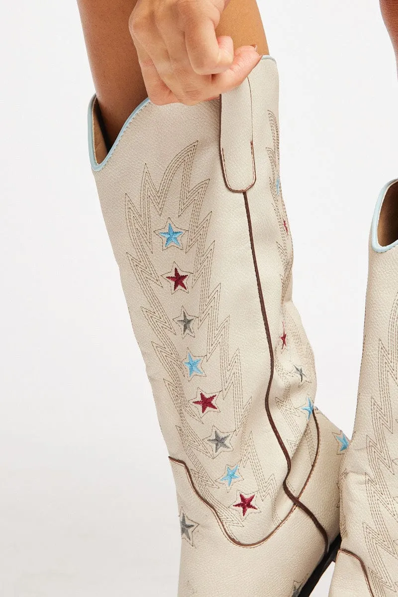 White Star Decor Cowboy Boots