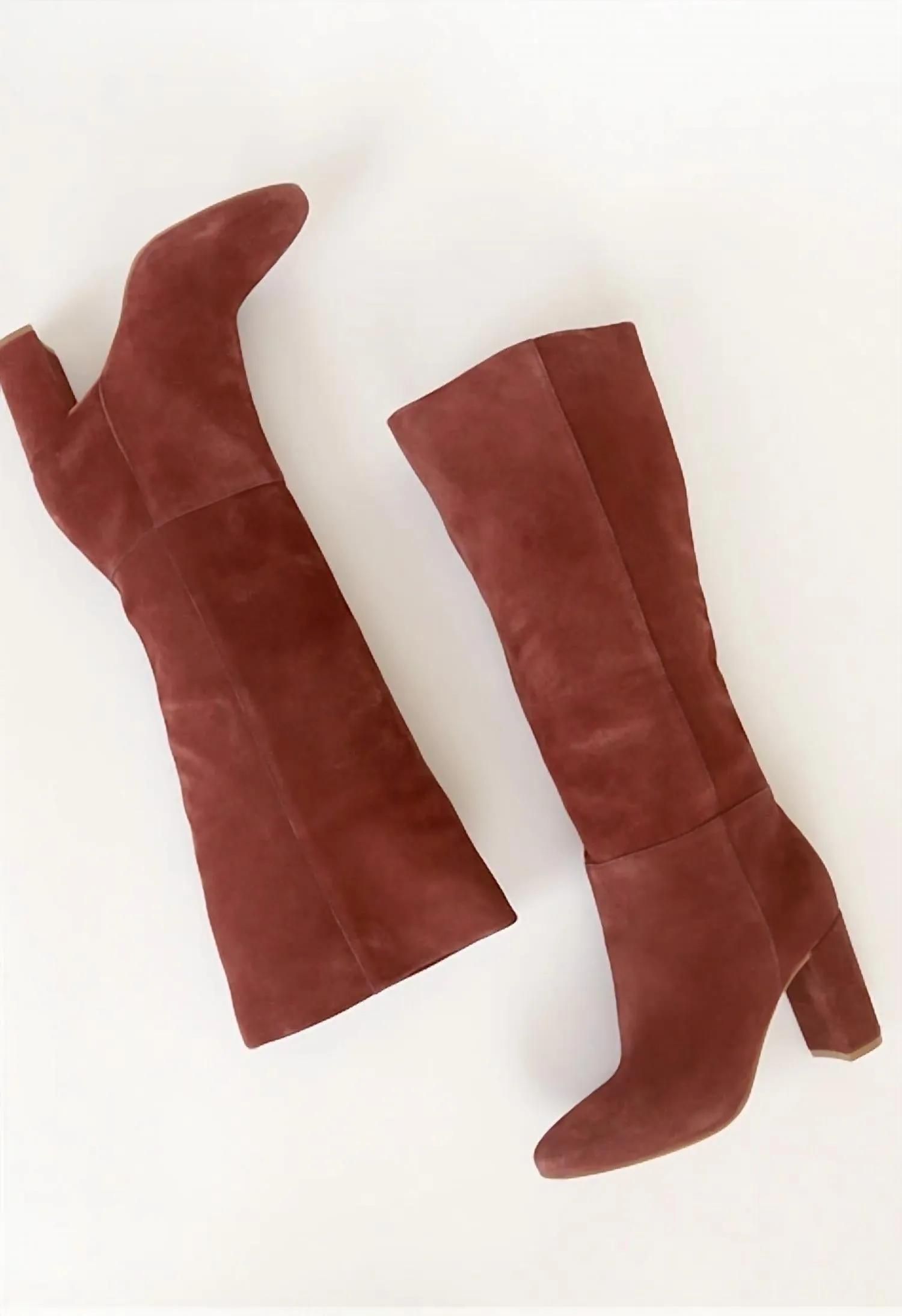 Women Krafty Suede Knee High Block Heel Boots In Brown