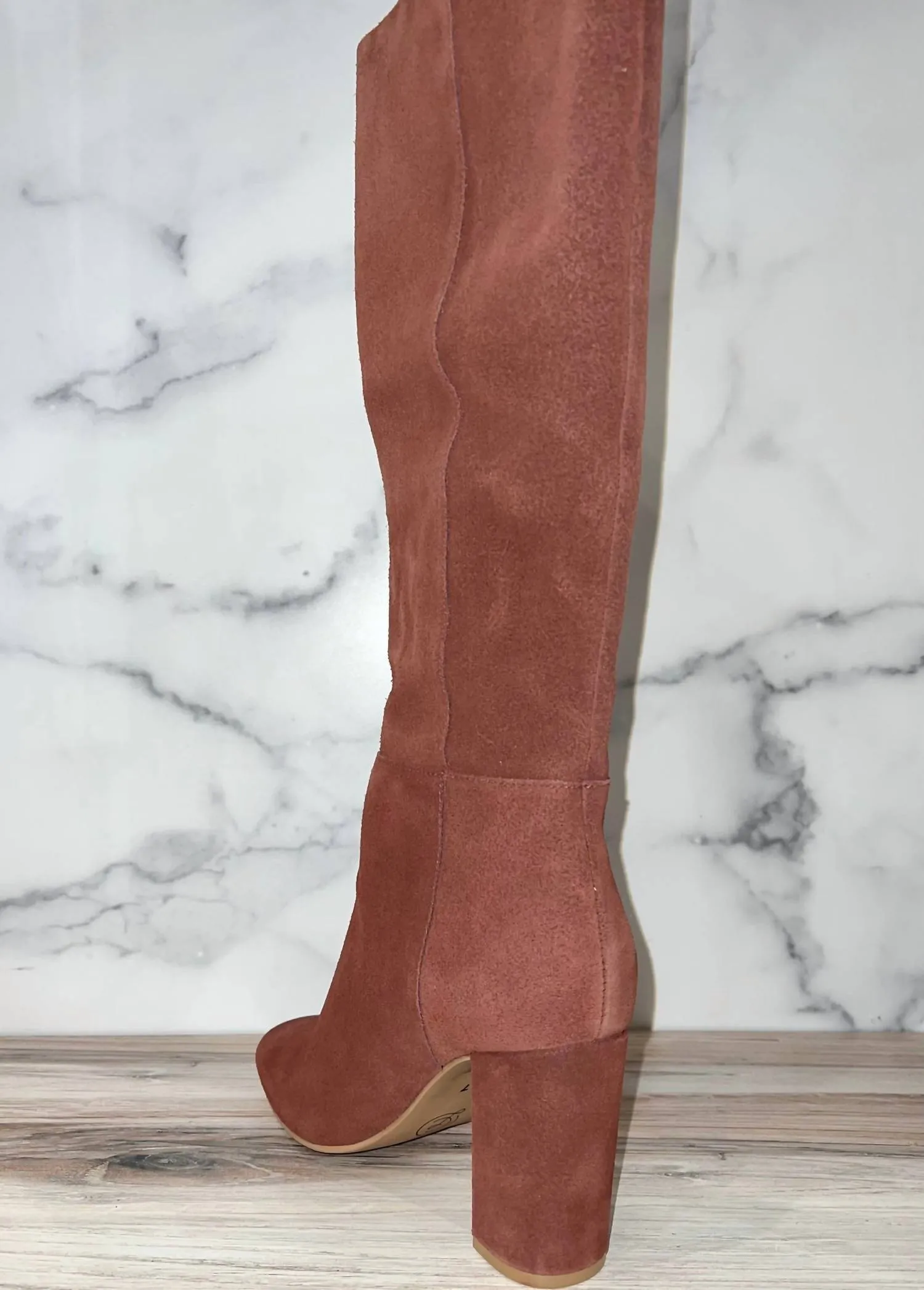 Women Krafty Suede Knee High Block Heel Boots In Brown