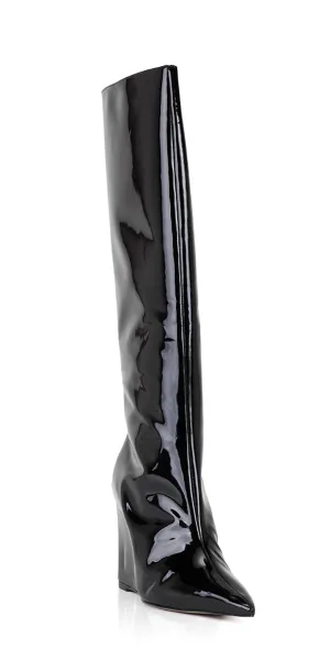 Women's Asya Up Patent Leather Boots In Black