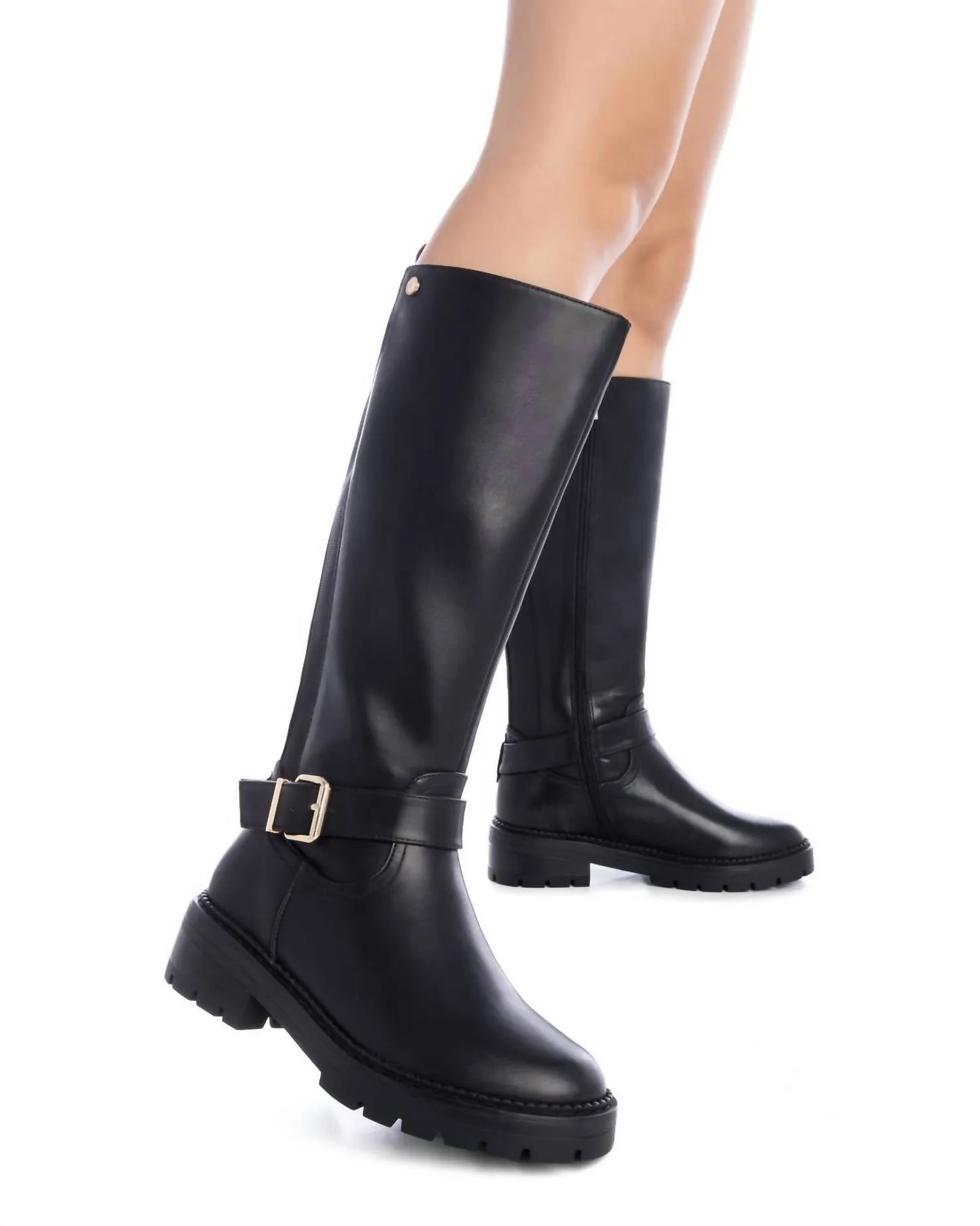 Women's Biker Tall Boots In Black