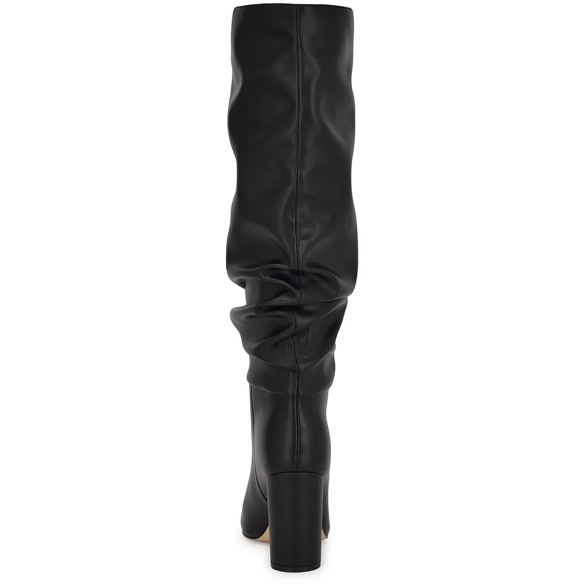 Womens Block Heel Faux Leather Knee-High Boots