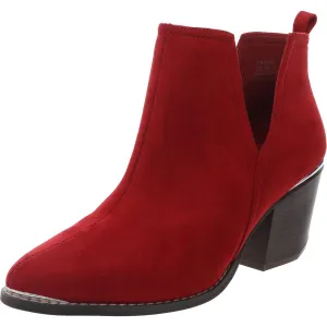Womens Block Heel Faux Suede Booties