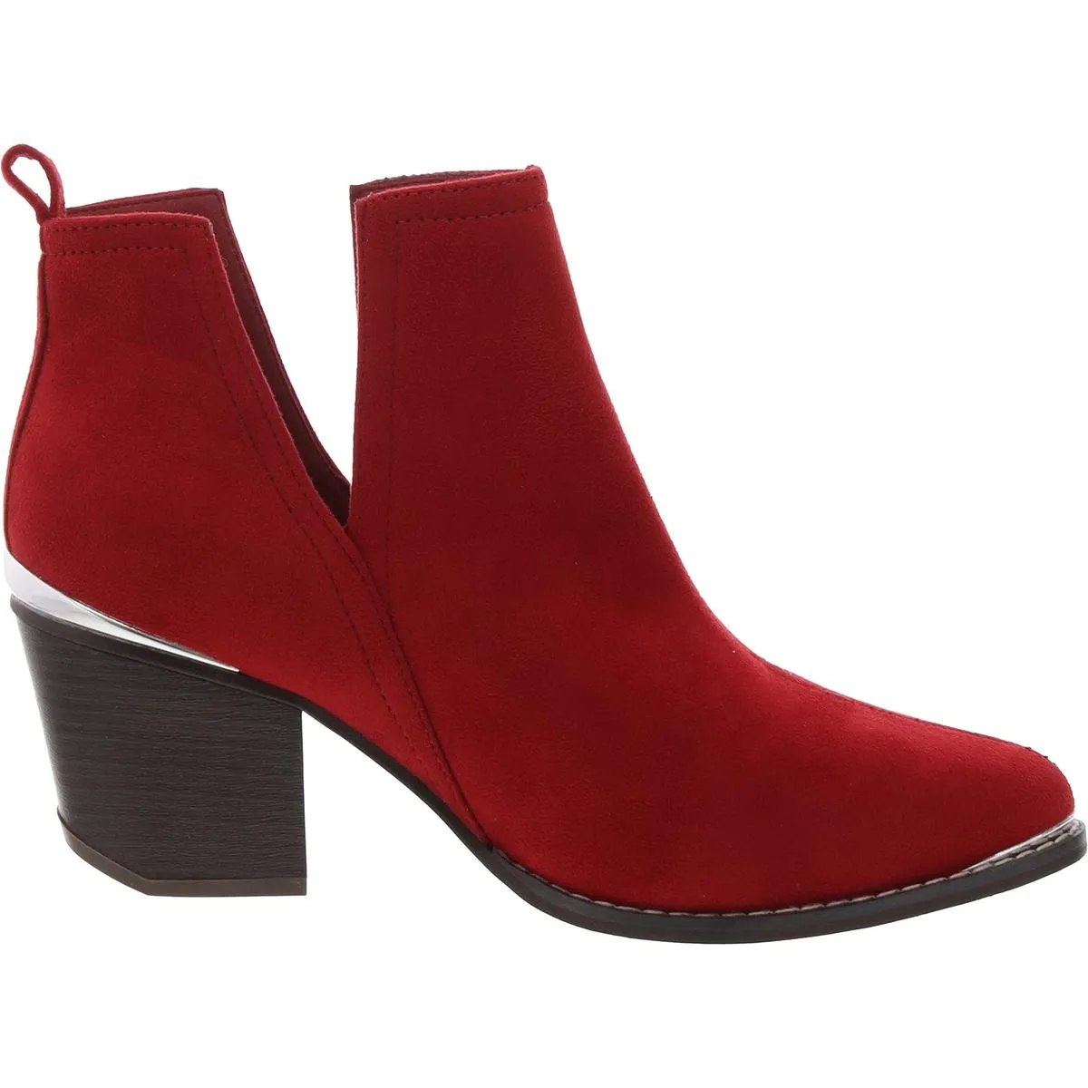 Womens Block Heel Faux Suede Booties