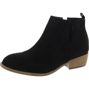 Womens Block Heel Faux Suede Mid-Calf Boots