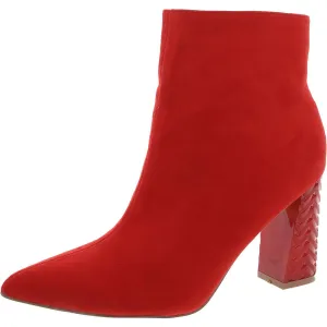 Womens Block Heel Pointed Toe Ankle Boots