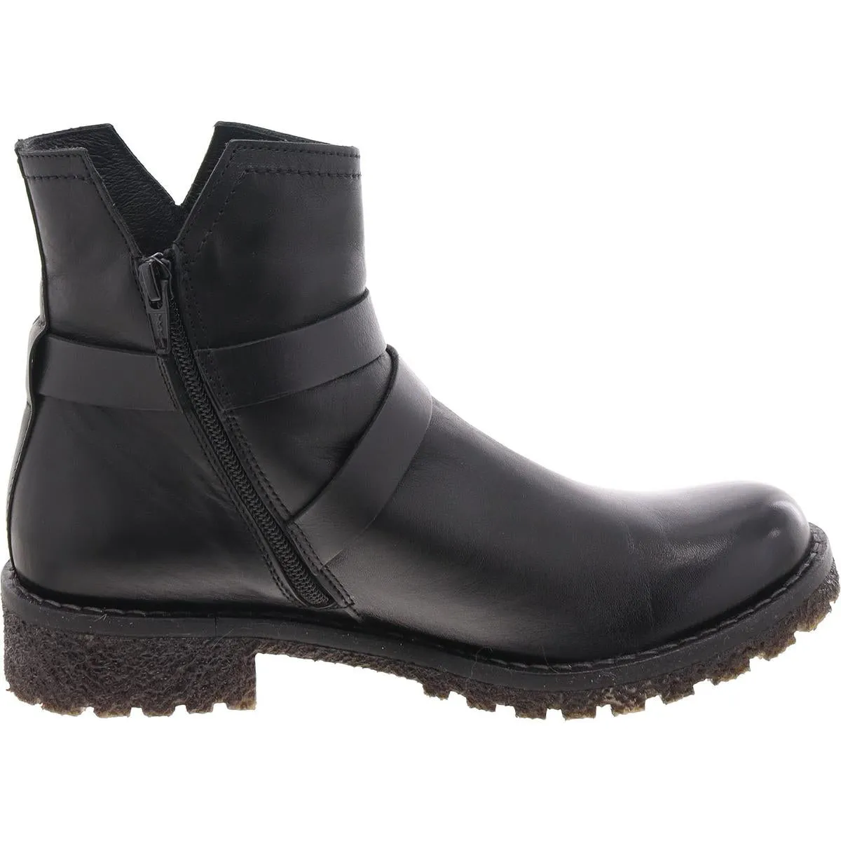 Womens Buckle Faux Leather Motorcycle Boots