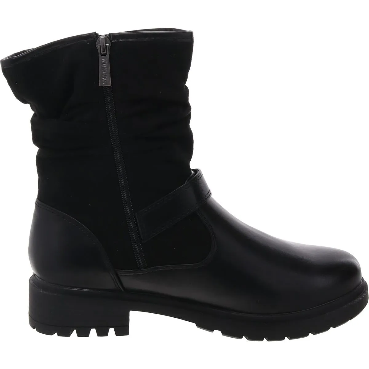 Womens Buckle Leather Ankle Boots