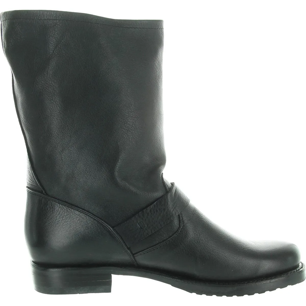 Womens Buckle Leather Motorcycle Boots
